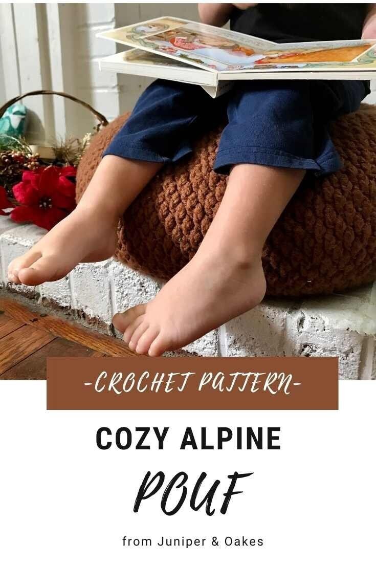 Alpine stitch Pouf Crochet PATTERN. Floor Pillow Ottoman Poof. Easy crochet pattern for beginner crocheters. PDF digital download only