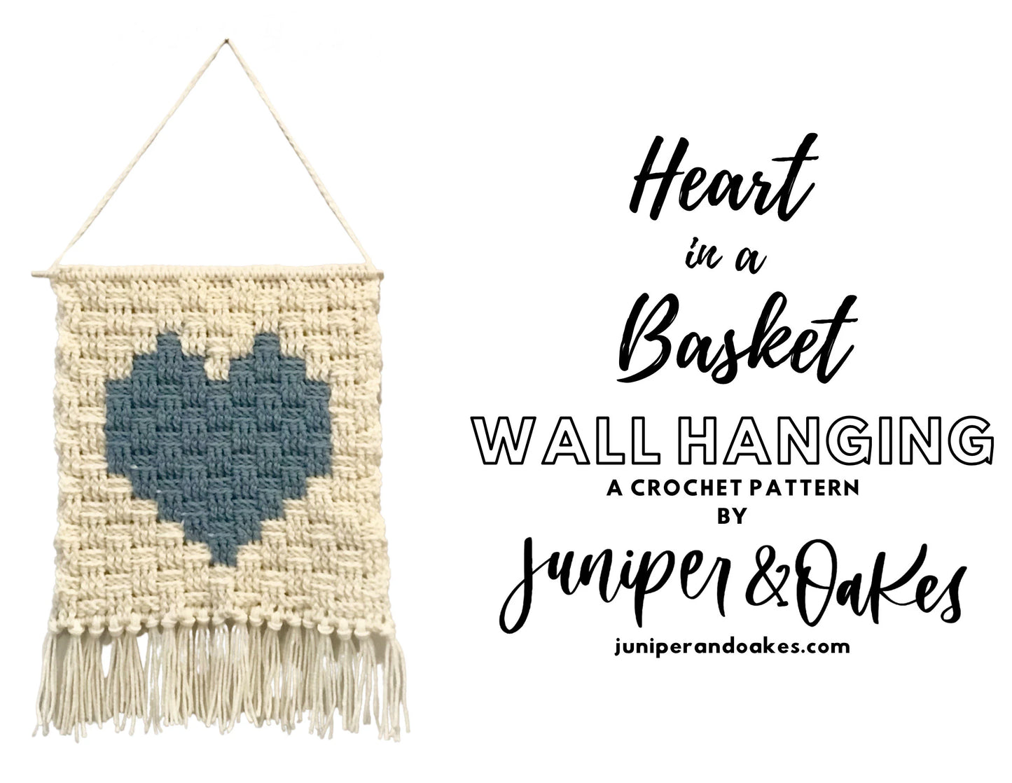 Crochet Tapestry Pattern: Heart in a Basket Wall Hanging. Handmade Crochet Knit Tapestry. Valentine's Day macrochet wall hanging