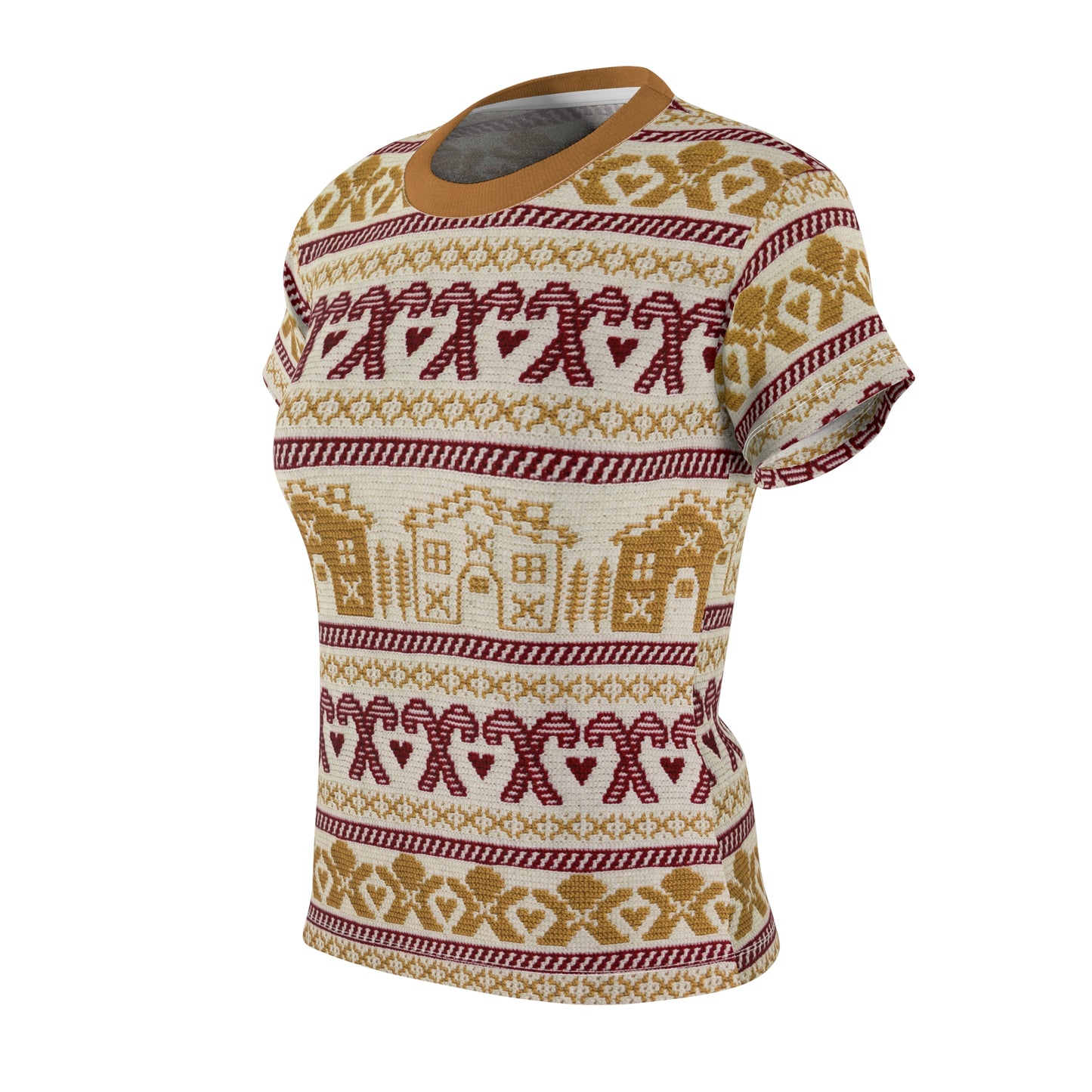 Gingerbread Tee Shirt - Candy Cane - Ugly Christmas Shirt, Festive Gift, Winter Wardrobe, Trendy Womens Apparel - Looks like crochet