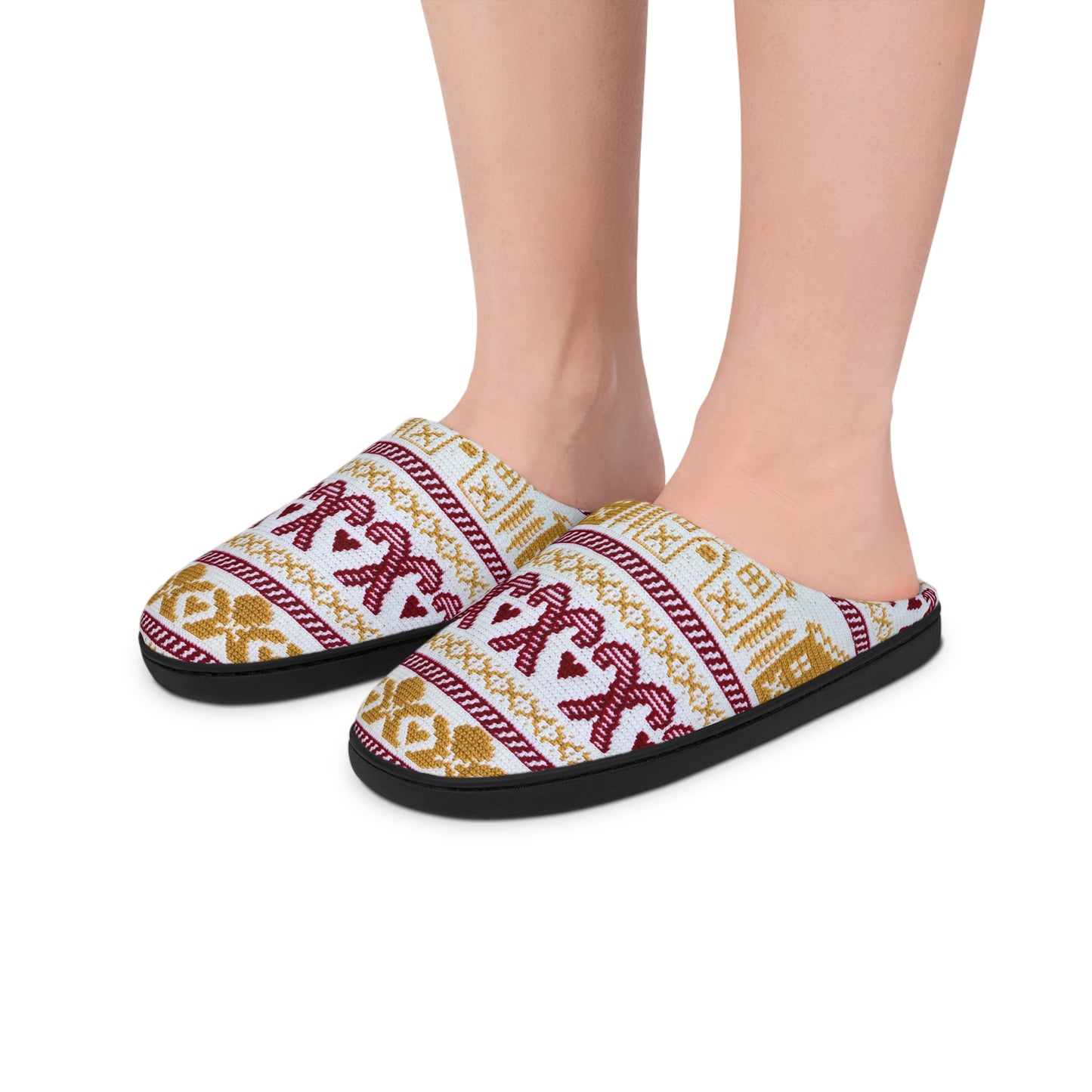 Cozy Women's Indoor Slippers, Stylish Slippers for Home, Gift for Her, Winter Fashion, Holiday Comfort, Gingerbread & Candy Canes