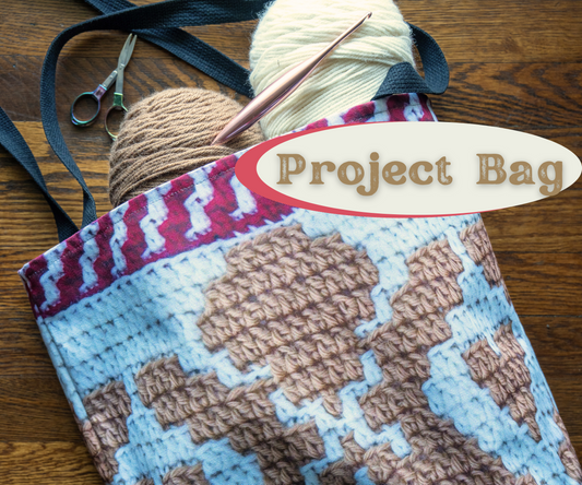 Crochet Project Bag - Stylish Beach Bag, Eco-Friendly Shopper, Vintage Inspired, Christmas Accessory, Perfect Gift for Her