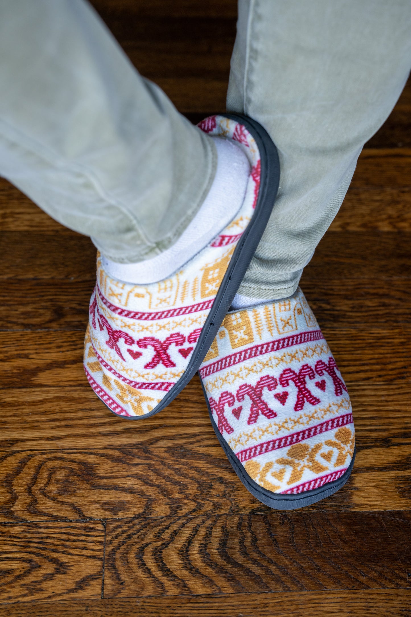 Cozy Women's Indoor Slippers, Stylish Slippers for Home, Gift for Her, Winter Fashion, Holiday Comfort, Gingerbread & Candy Canes