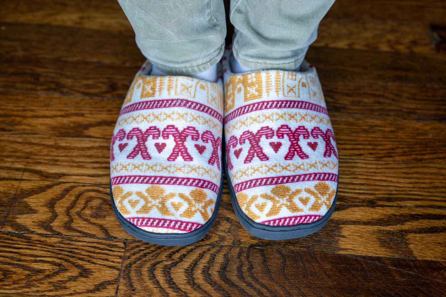 Cozy Women's Indoor Slippers, Stylish Slippers for Home, Gift for Her, Winter Fashion, Holiday Comfort, Gingerbread & Candy Canes
