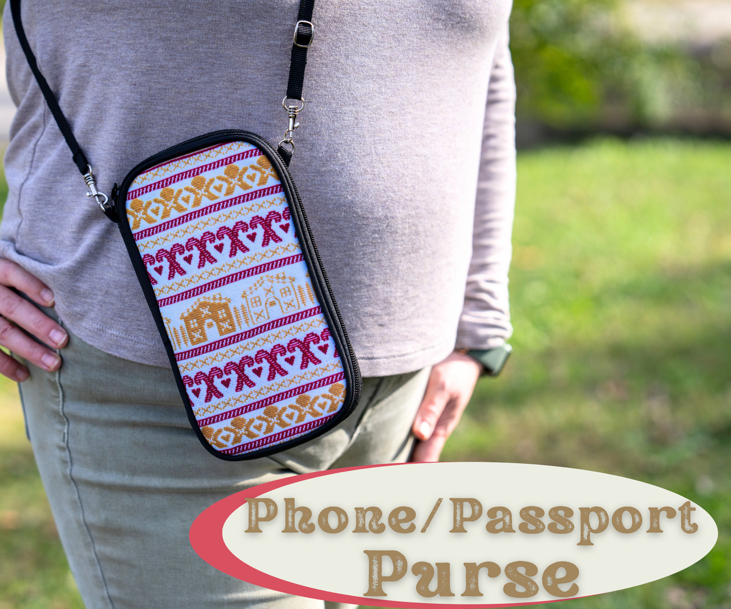 Gingberbread Passport Wallet, Travel Organizer Pouch, Small Purse, Holiday Gift for Travelers, Cute Passport Holder Gift for Crocheters