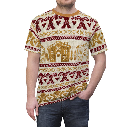 Festive Gingerbread TShirt, Holiday Shirt, Christmas Apparel, Cozy Winter Wear, Unisex Christmas Gift, Candy Cane Tee
