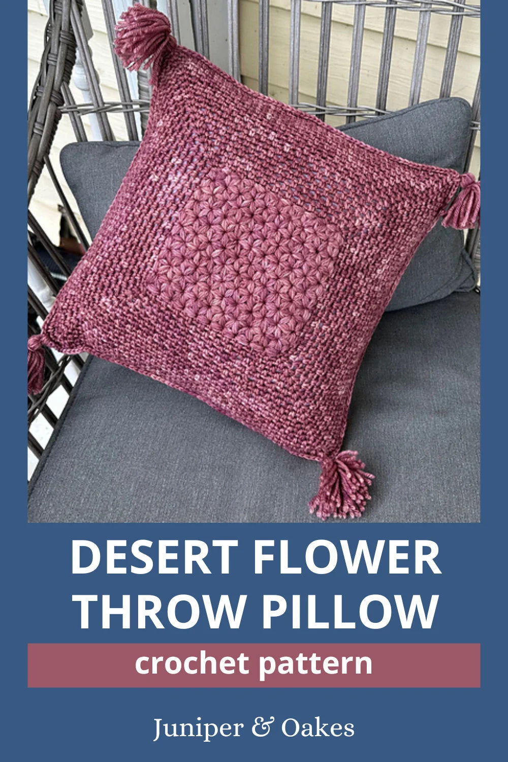PDF Desert Flower Pillow Crochet Pattern. Throw Pillow Pattern using Jasmine crochet stitch and worsted yarn. Cushion cover crochet pattern