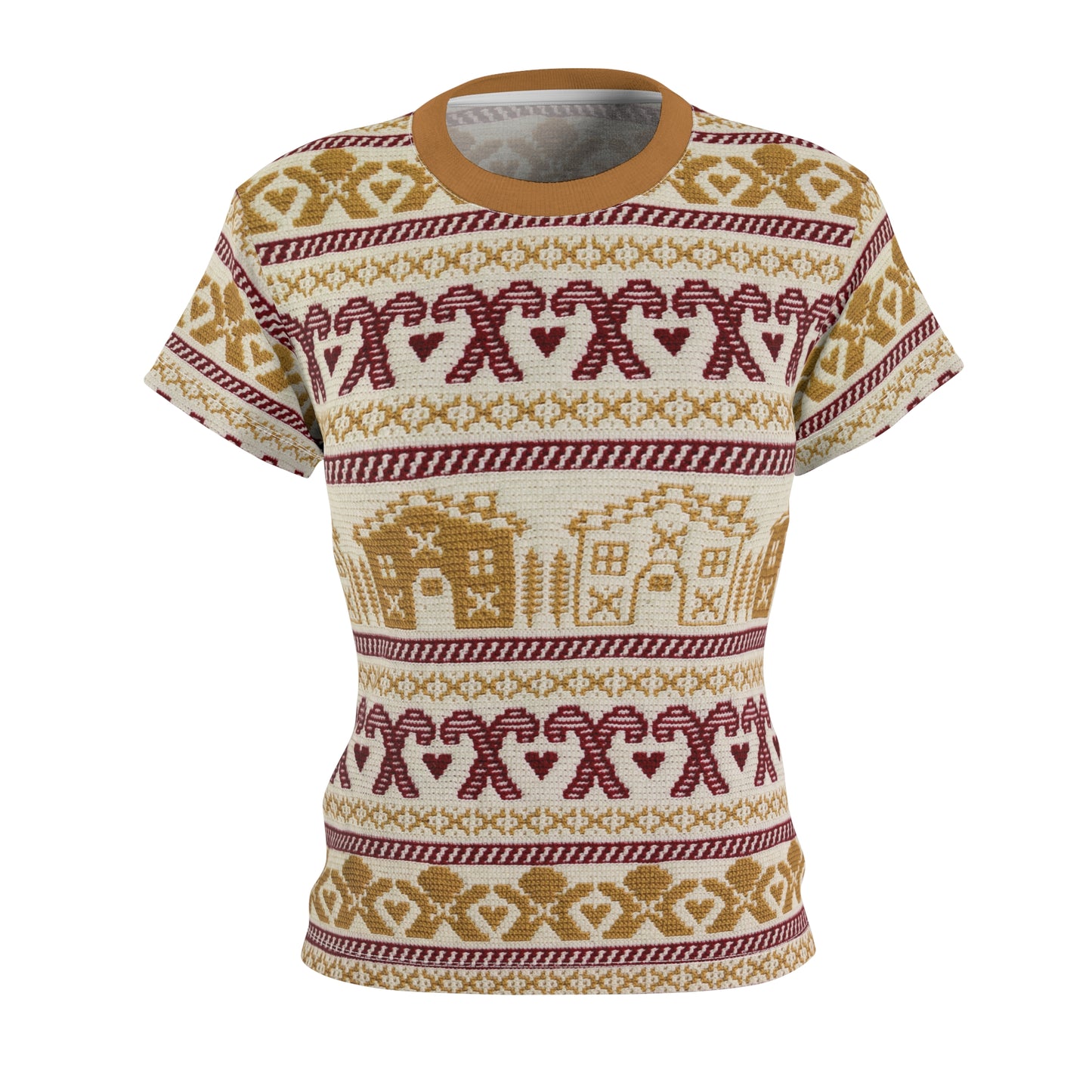Gingerbread Tee Shirt - Candy Cane - Ugly Christmas Shirt, Festive Gift, Winter Wardrobe, Trendy Womens Apparel - Looks like crochet