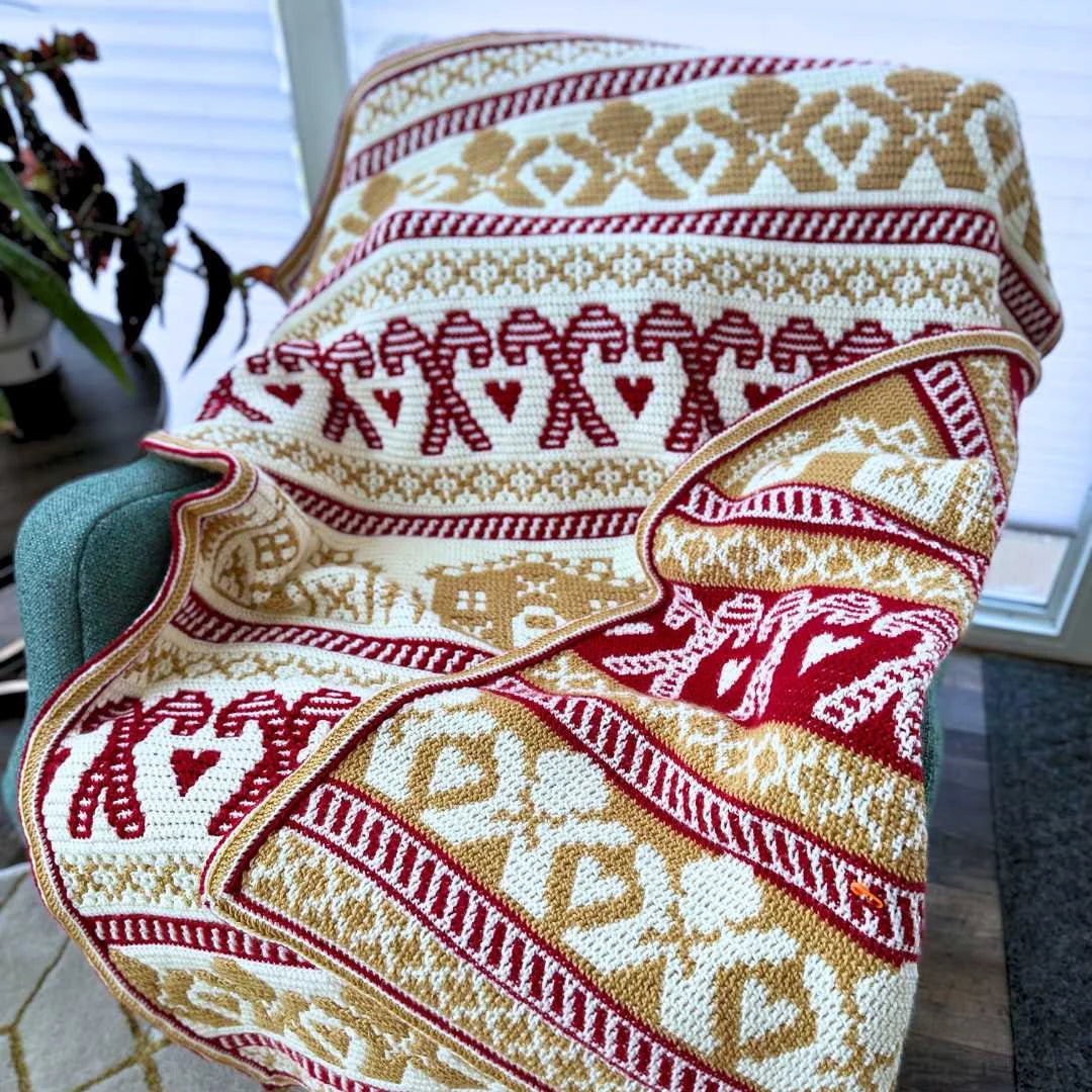 Mosaic Crochet Gingerbread Blanket PDF Pattern Intermediate Throw Crochet Pattern