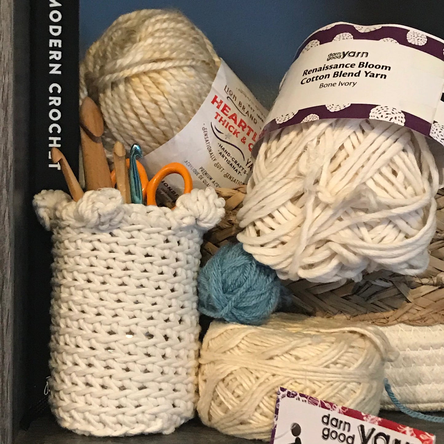 PDF Bobble Basket Crochet Pattern. 2 sizes: Coin / Catch-all Container & Crochet Hook Basket using Bulky Yarn