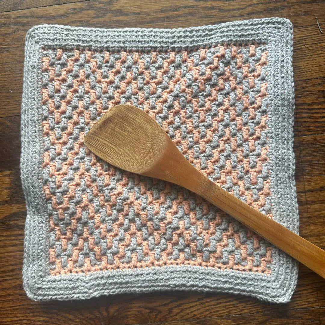Mosaic Crochet Dishcloth / Washcloth | ZigZags | Geometric Design | Cotton Yarn