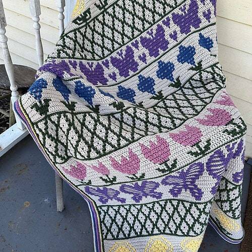 Mosaic Flower Garden Blanket Crochet Pattern, Aran Throw for Advanced Beginners, Pattern PDF