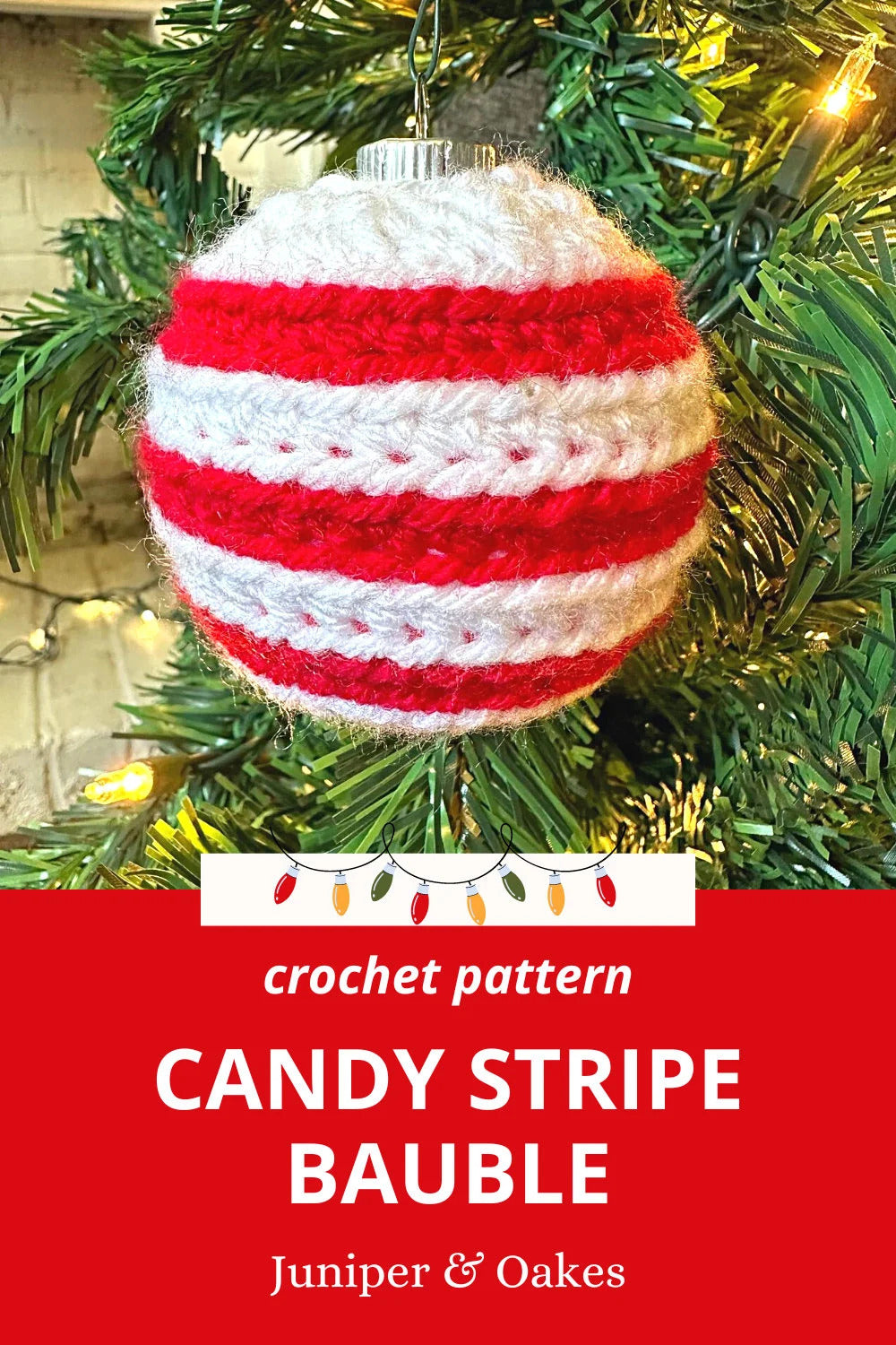 PDF Striped Christmas Bauble crochet PATTERN. Christmas Tree Ornament crochet pattern digital download only