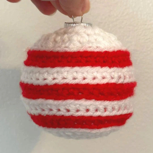 PDF Striped Christmas Bauble crochet PATTERN. Christmas Tree Ornament crochet pattern digital download only