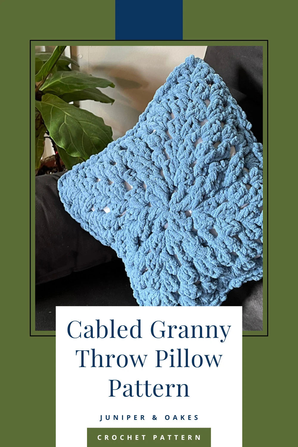 PDF Cabled Granny Crochet Pillow Pattern. Throw Pillow made with Velvet Blanket Yarn. Beginner Crochet Pattern for Cable Cushion Cover.