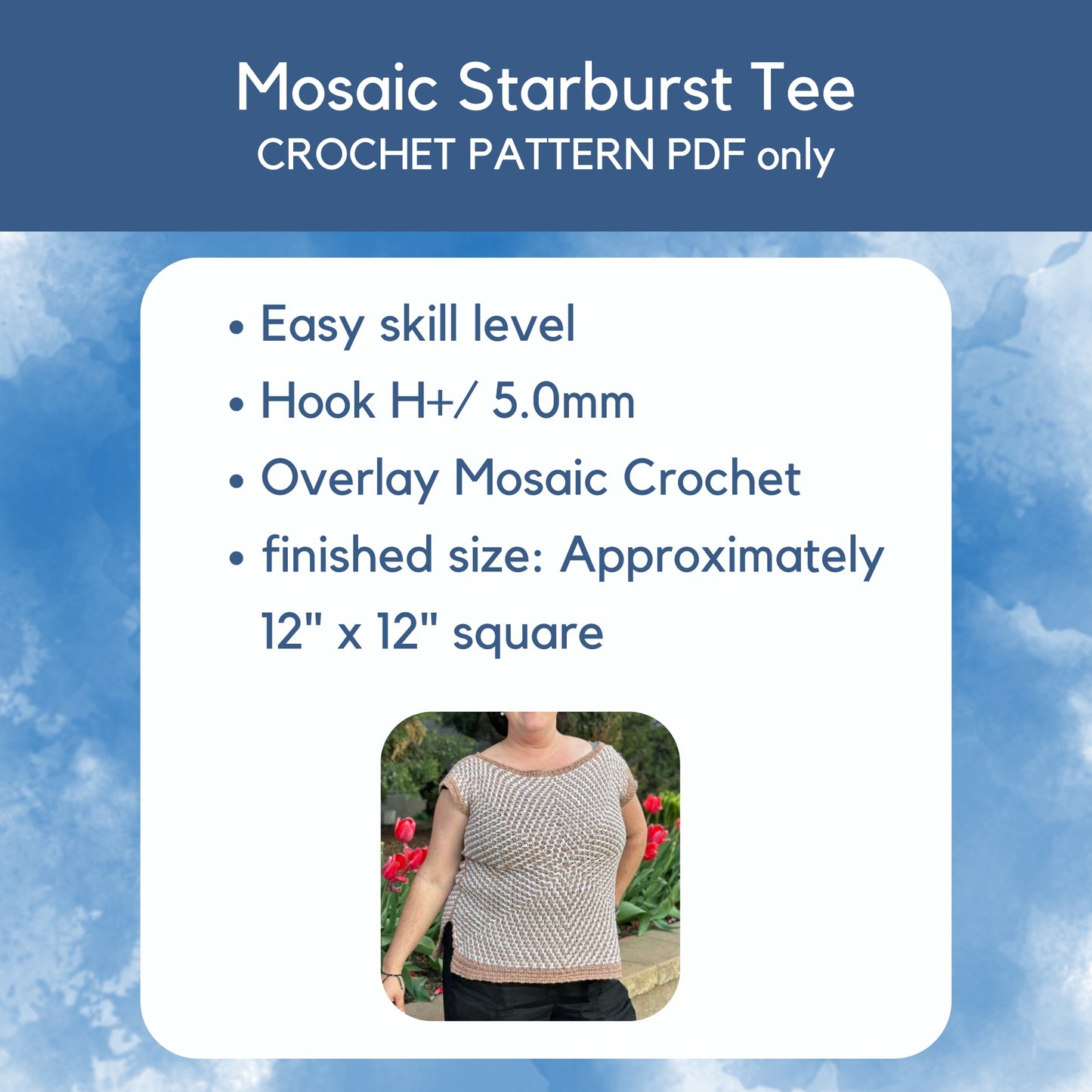 Mosaic Starburst Tee | Easy Crochet Sweater Pattern (PDF)