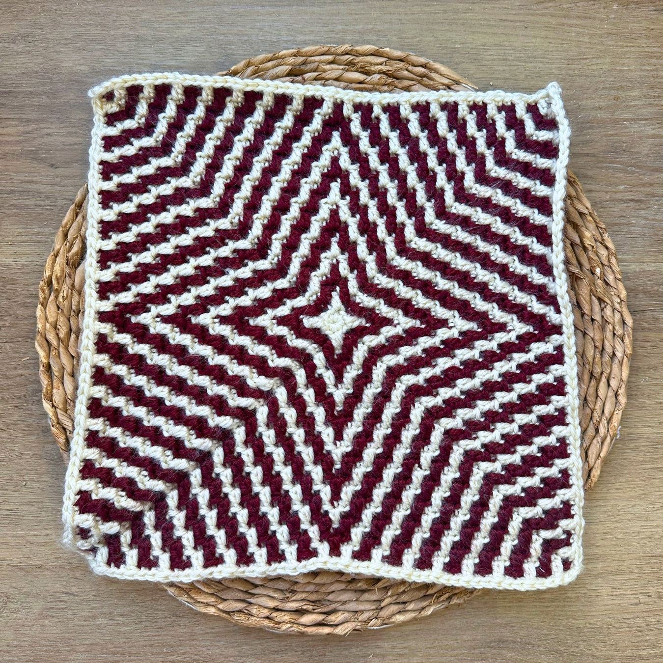 Mosaic Starburst Square - Mosaic Crochet Blanket Square Pattern (PDF)