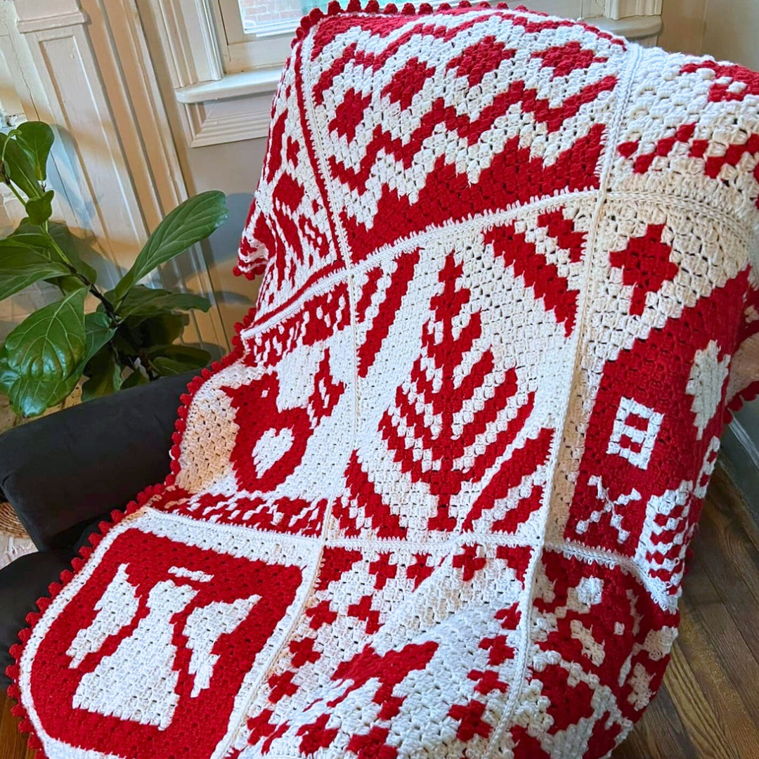 Nordic Star C2C Crochet Square | Corner-to-Corner Crochet Pattern with Chart & Color Blocks