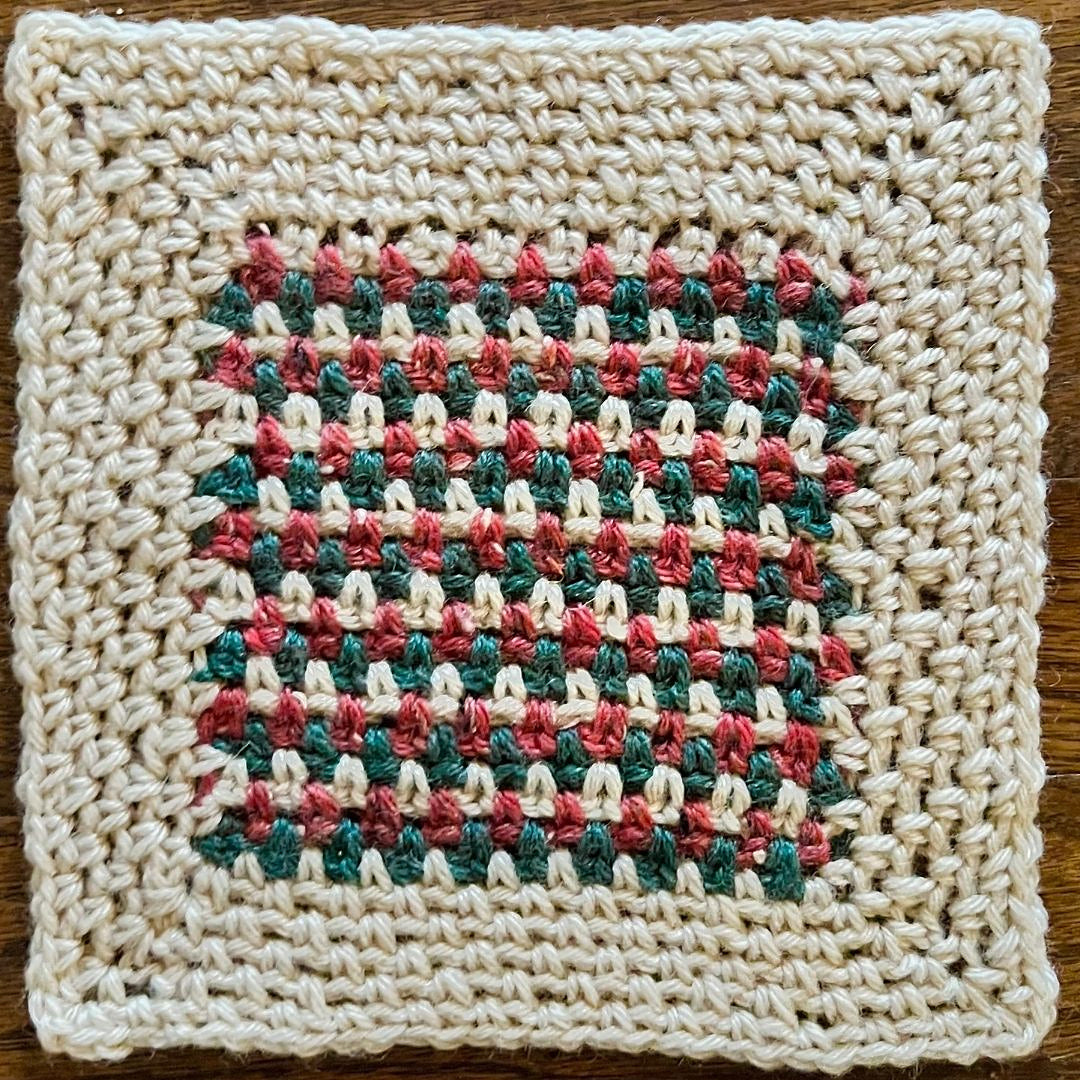 Striped Moss Blanket Square | Easy Moss Stitch Afghan Block Pattern