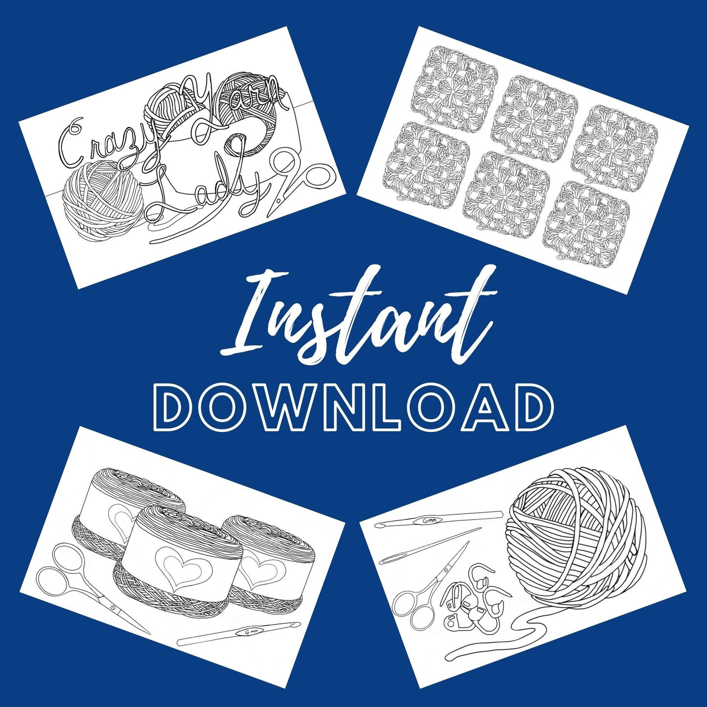 Crochet Coloring Pages | Digital Instant Download | Printable