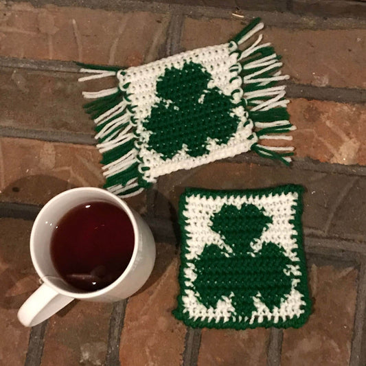 Shamrock Crochet Coaster Pattern, Crochet Mug Rug, Crochet Coaster Pattern, Mug Rug Pattern, Crochet Home Decor