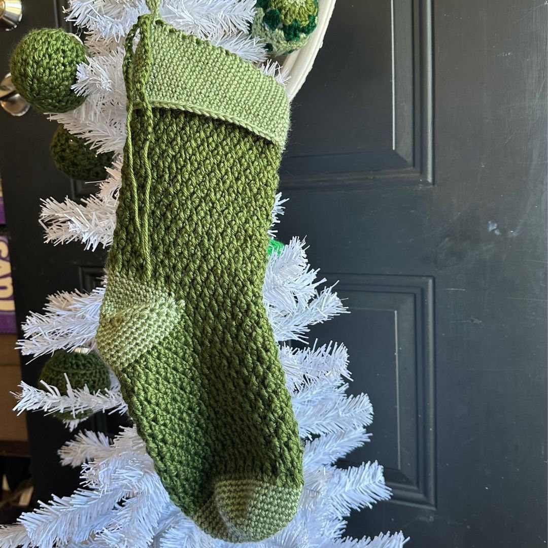 PDF Christmas Stocking Crochet Pattern using Alpine Stitch. Quick Christmas Gift Idea for Xmas Decoration