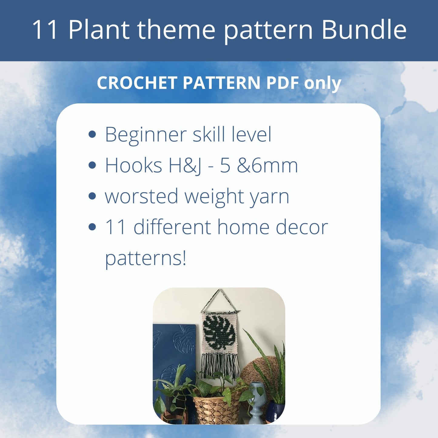 11 PLANT Bundle Crochet PATTERNS. A set of Beginner crochet pattern for crocheters. Digital Download PDF