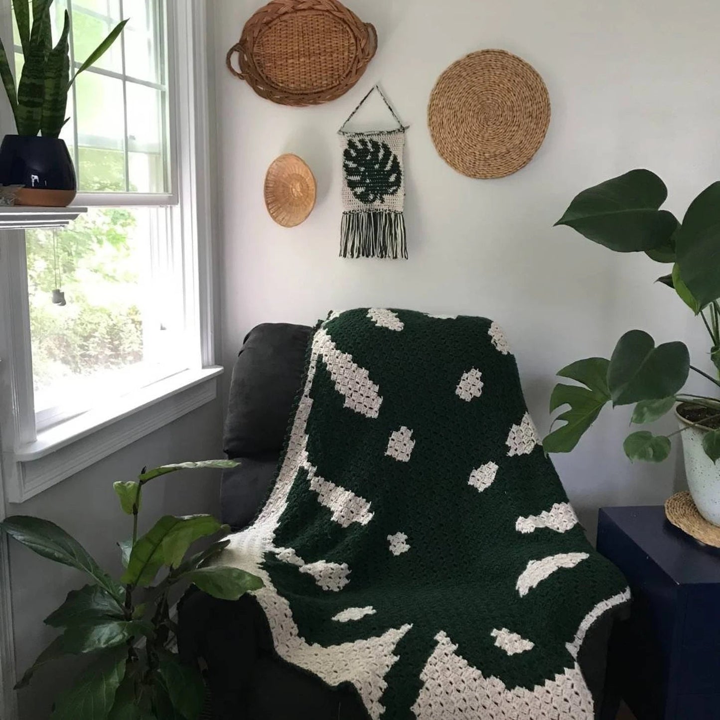 PDF Monstera Crochet Wall Hanging PATTERN: Monstera Leaf Wall Hanging Tapestry for Home Decor. Crochet Patten Download