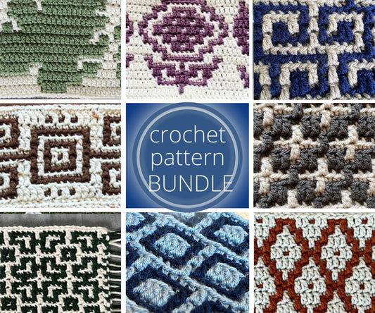 PDF 11 Mosaic Crochet PatternS BUNDLE with charts. A set of Beginner crochet pattern for crocheters. Best Seller Digital Download ONLY