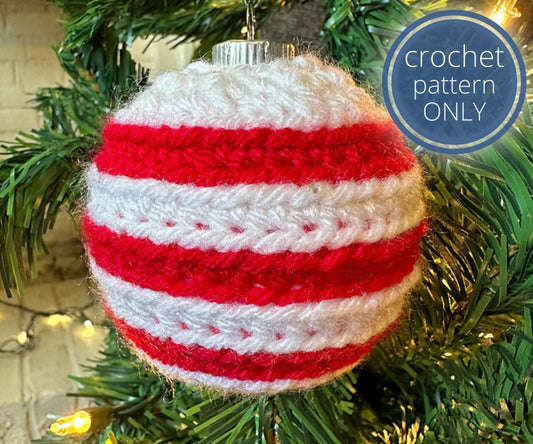 PDF Striped Christmas Bauble crochet PATTERN. Christmas Tree Ornament crochet pattern digital download only