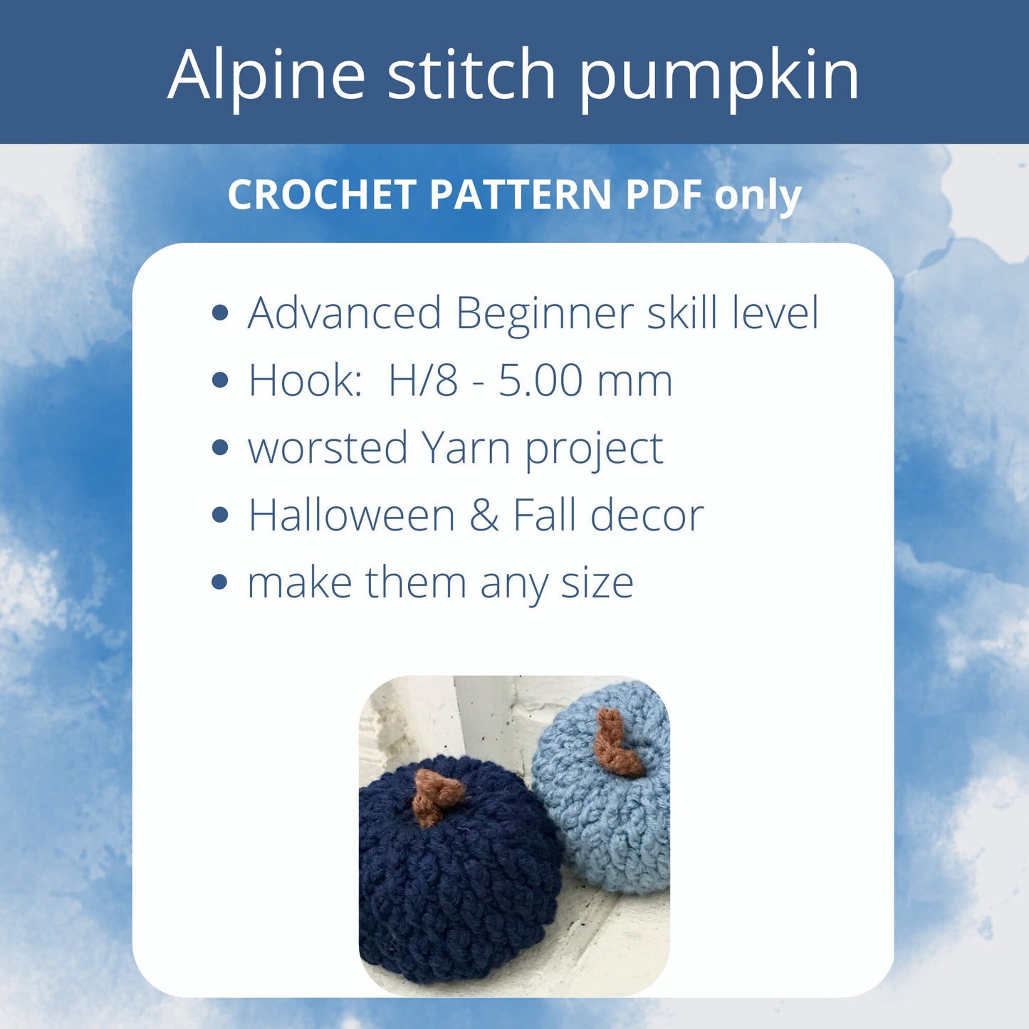 PDF Alpine Stitch Pumpkin Crochet Pattern. How to crochet Fall and Halloween decor tutorial