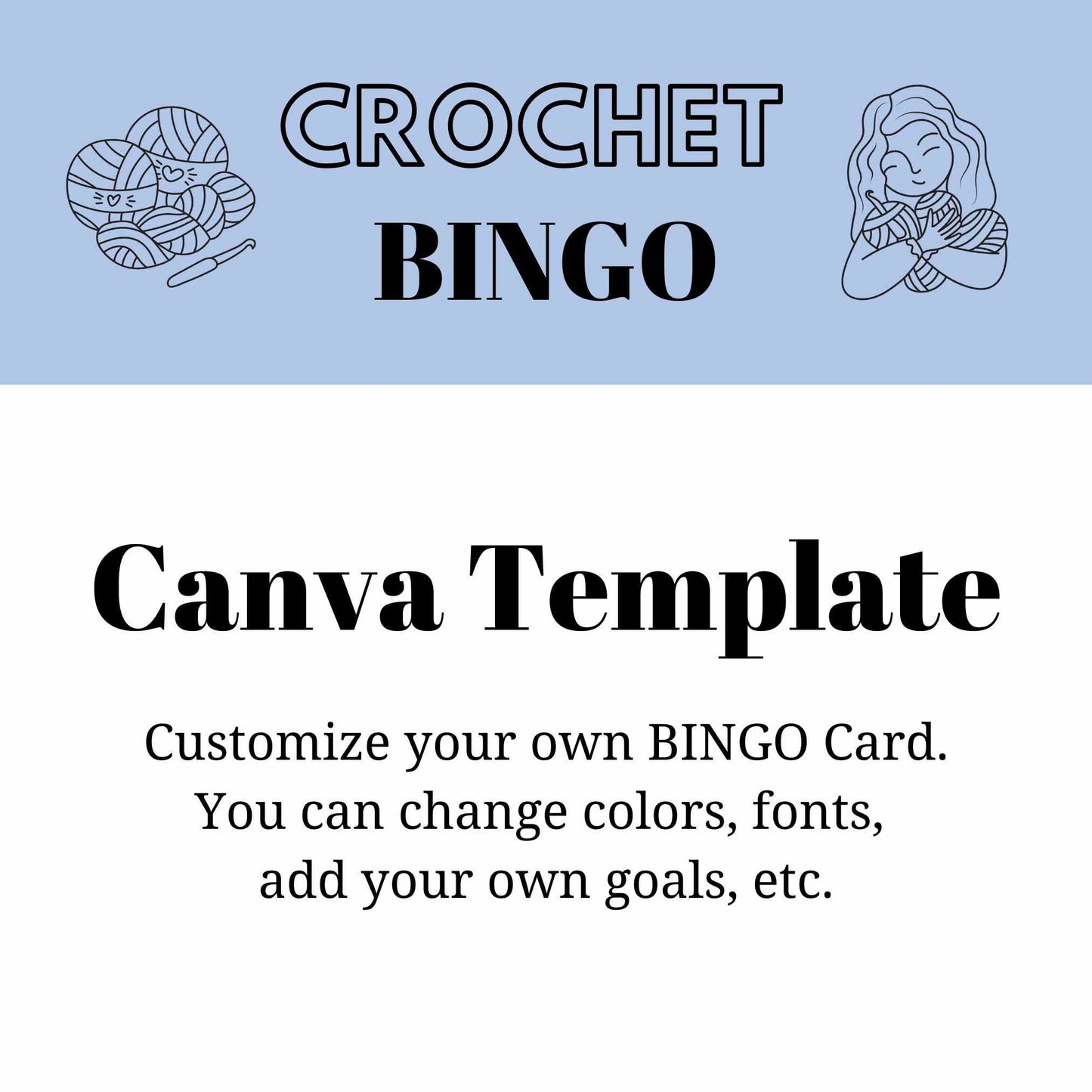 Crochet BINGO CARD - Downloadable PDF and Canva template