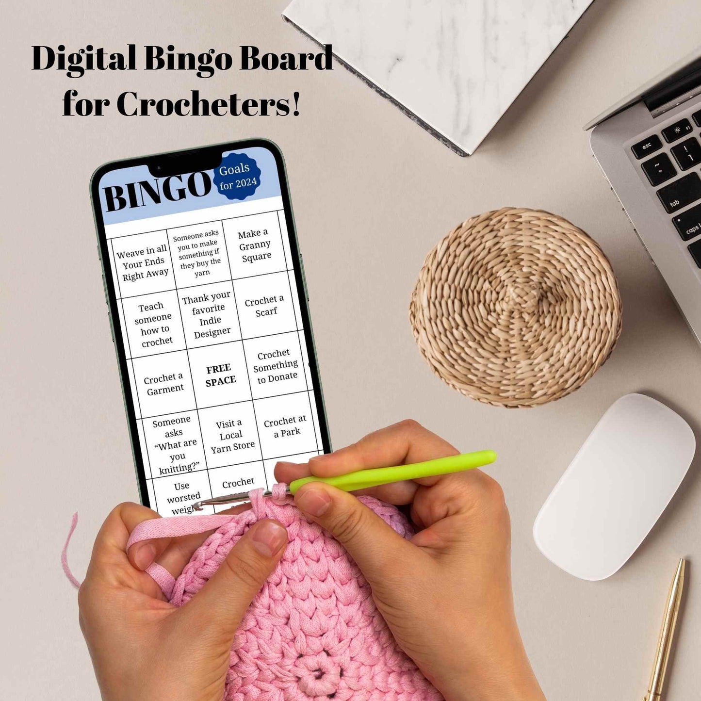Crochet BINGO CARD - Downloadable PDF and Canva template