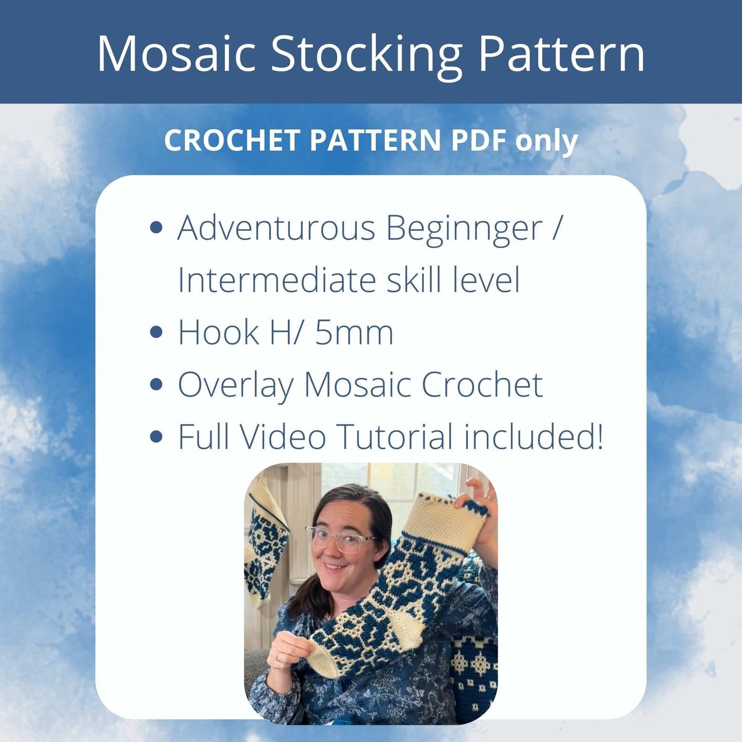 Mosaic Crochet Stocking Pattern | Nordic Star CAL | Winter Mosaic Christas Stocking | Crochet Pattern Only