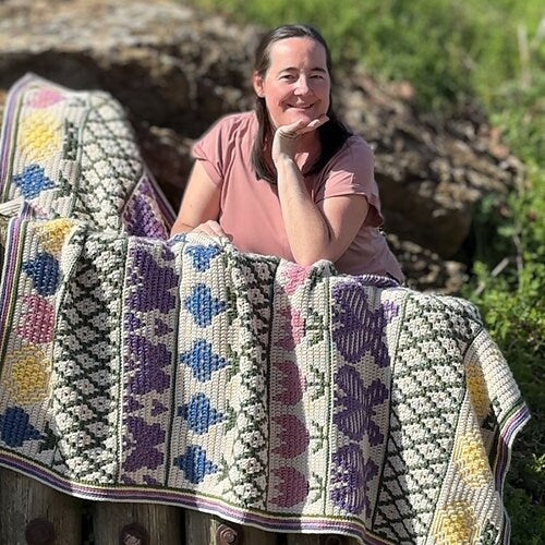 Mosaic Flower Garden Blanket Crochet Pattern, Aran Throw for Advanced Beginners, Pattern PDF