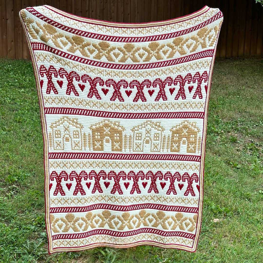 Mosaic Crochet Gingerbread Blanket PDF Pattern Intermediate Throw Crochet Pattern