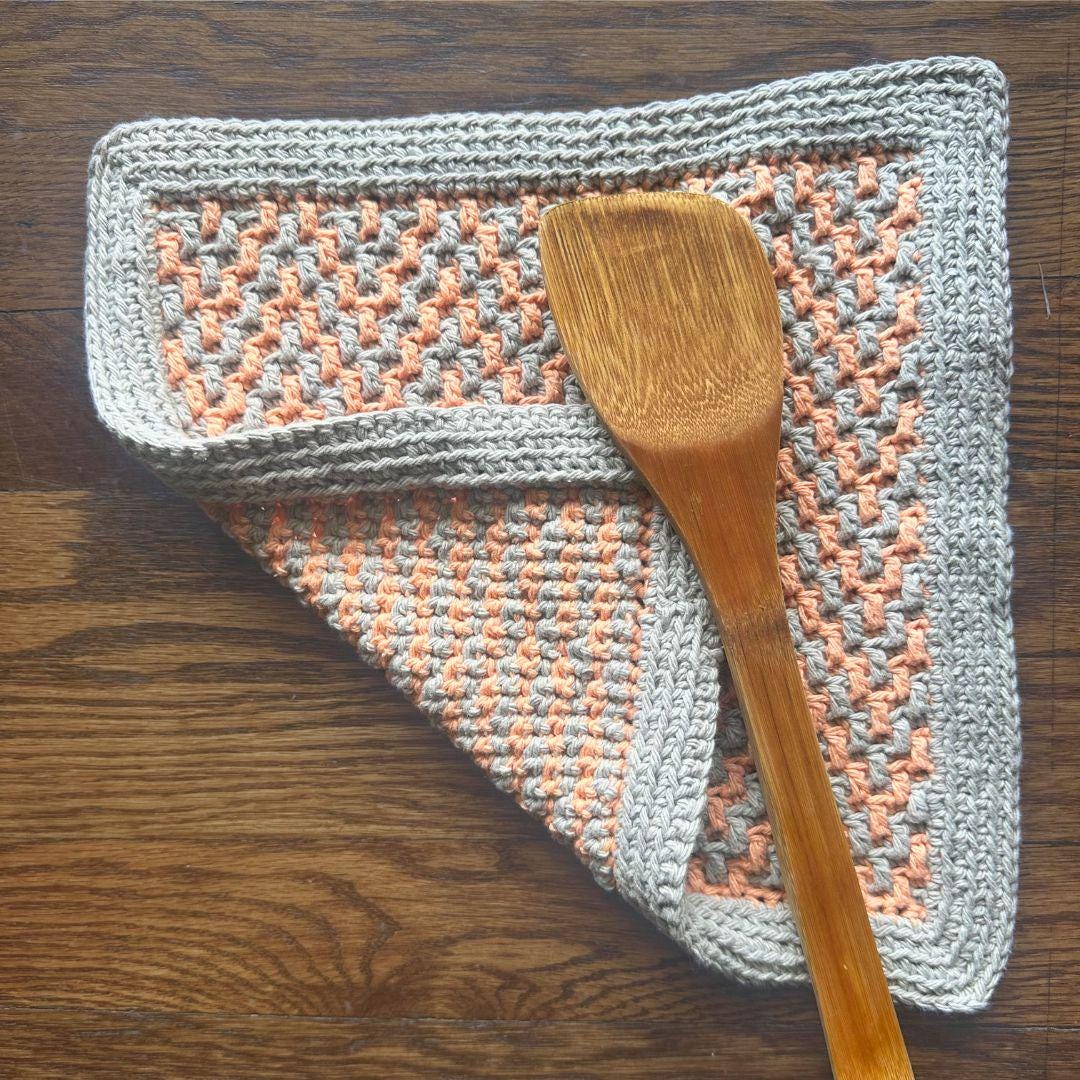 Mosaic Crochet Dishcloth / Washcloth | ZigZags | Geometric Design | Cotton Yarn