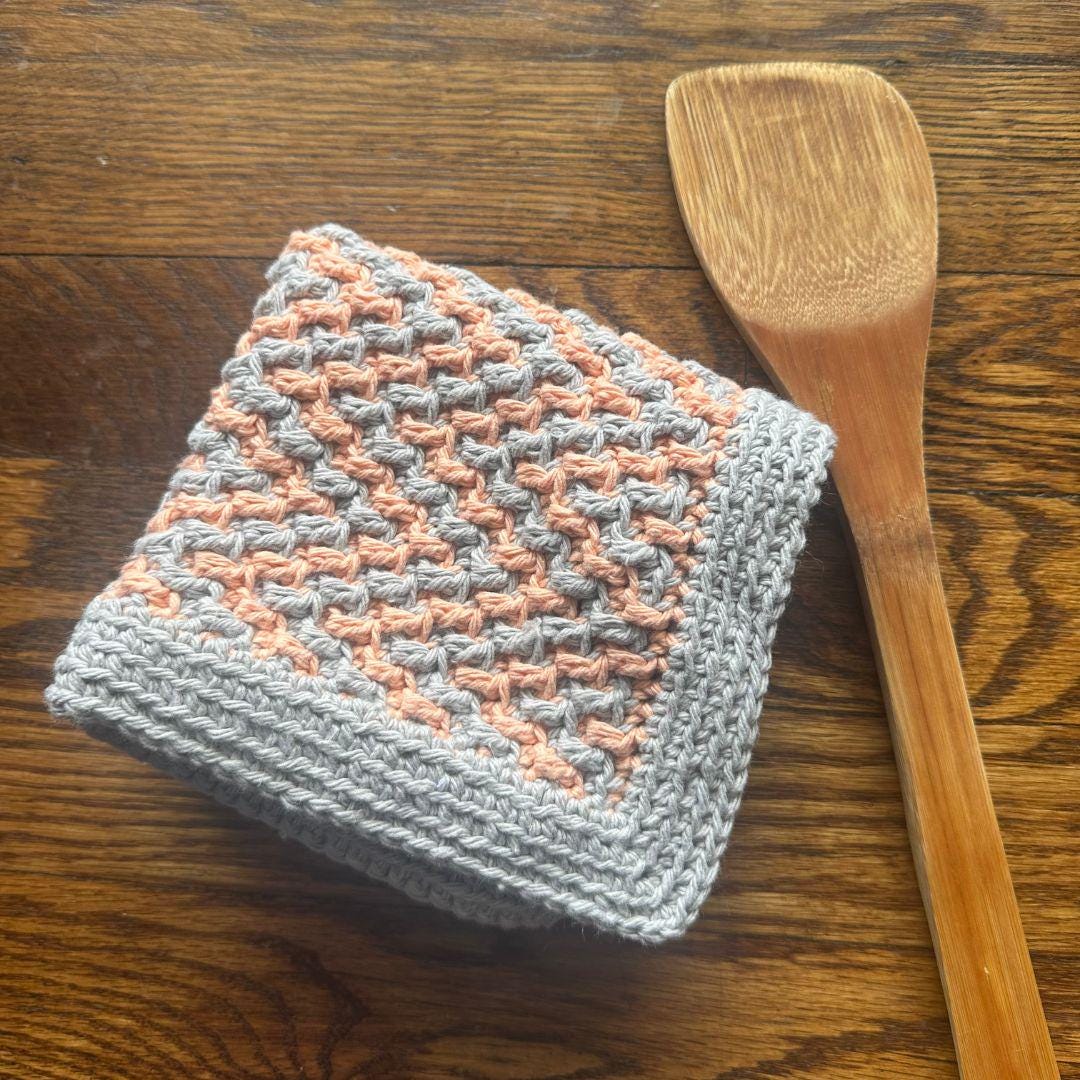 Mosaic Crochet Dishcloth / Washcloth | ZigZags | Geometric Design | Cotton Yarn