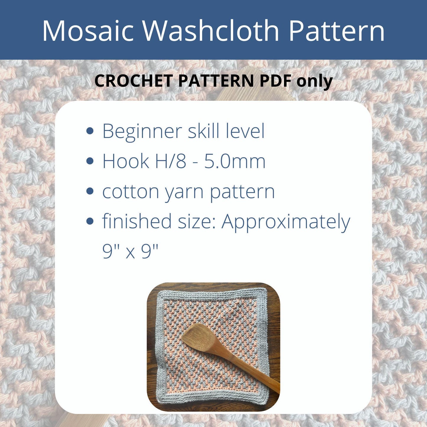 Mosaic Crochet Dishcloth / Washcloth | ZigZags | Geometric Design | Cotton Yarn