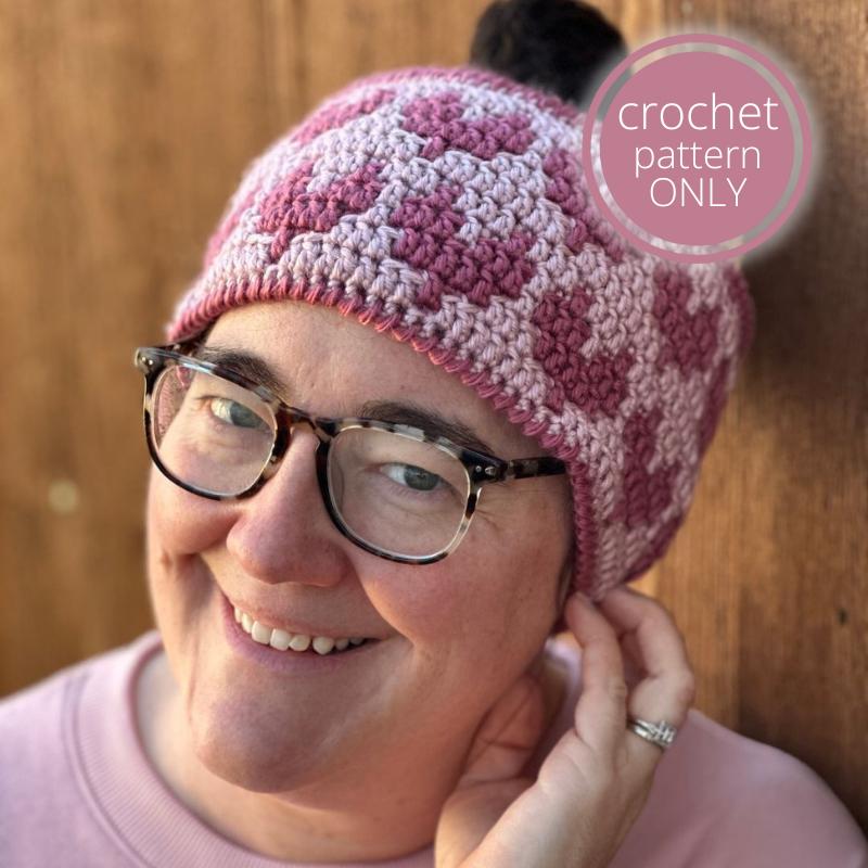 Mosaic Hearts Crochet Ear Warmer Pattern PDF - Easy Mosaic Crochet Headband for Valentine's Day