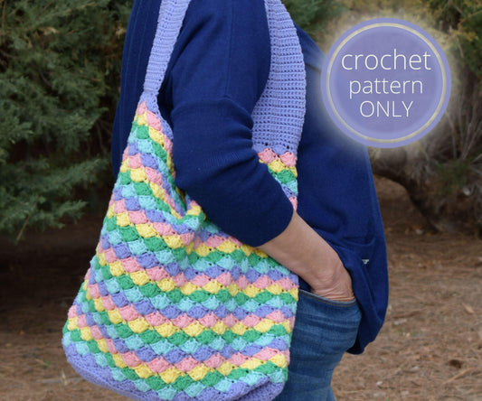 Summertime Shell Bag Crochet Pattern PDF - Easy Worsted Yarn Tote Pattern