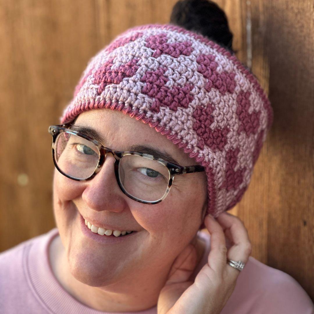 Mosaic Hearts Crochet Ear Warmer Pattern PDF - Easy Mosaic Crochet Headband for Valentine's Day