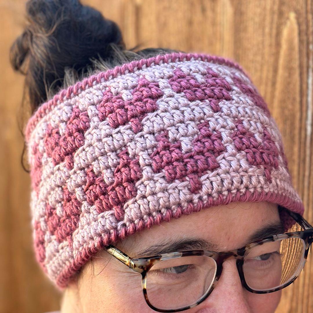 Mosaic Hearts Crochet Ear Warmer Pattern PDF - Easy Mosaic Crochet Headband for Valentine's Day