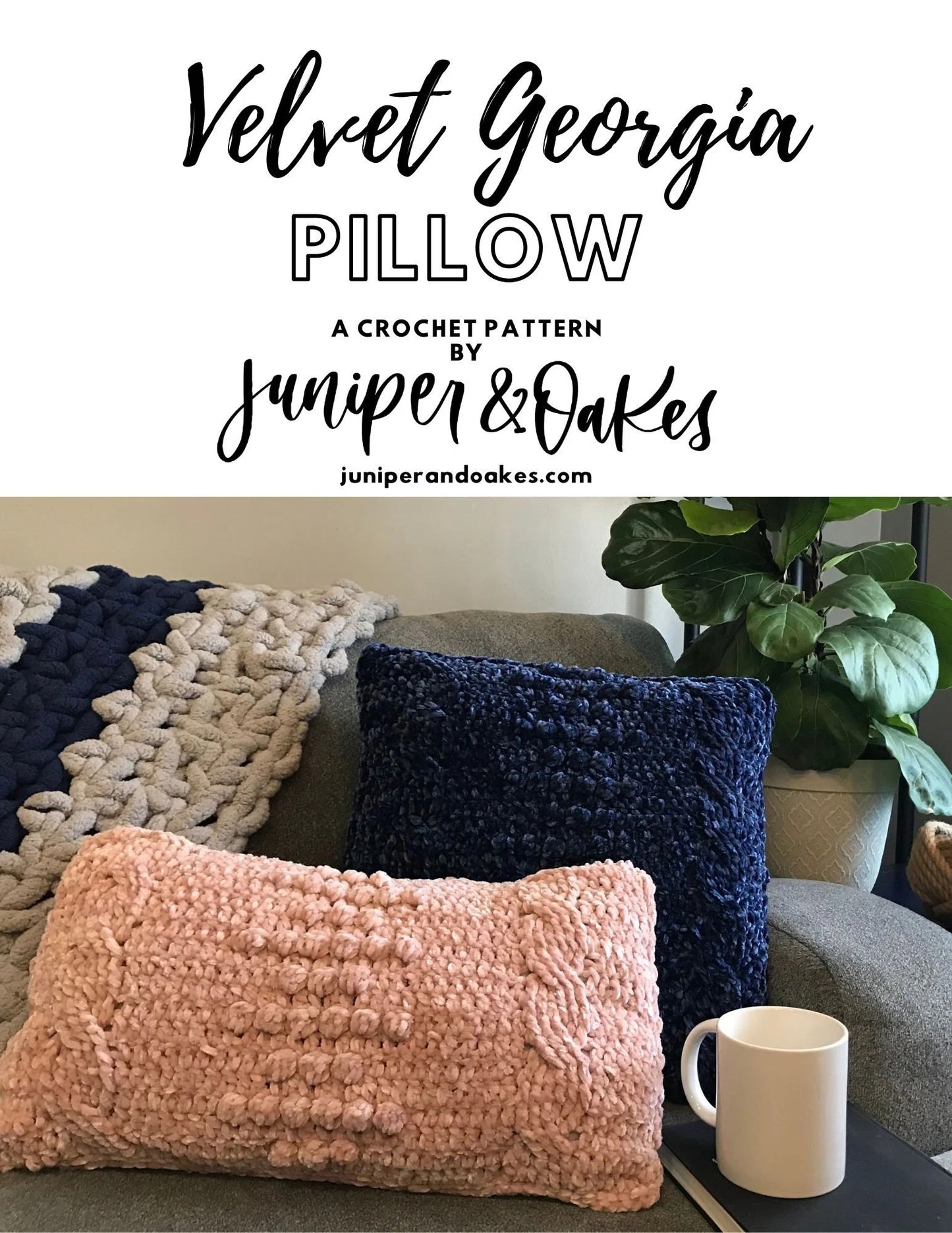PDF Velvet Pillow Crochet Pattern, The Georgia Pillow. Velour Soft Textured Cushion Cover w bobbles and cables. Lumbar Throw Pillow Pattern
