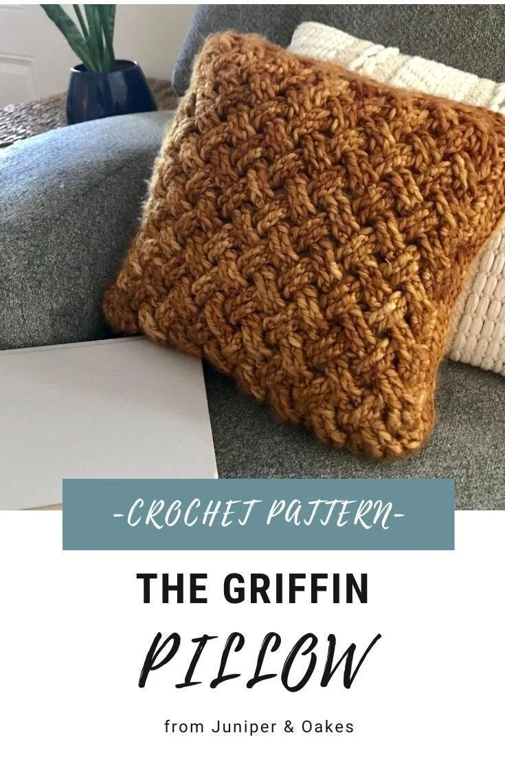 PDF Celtic Weave Pillow Crochet Pattern. Griffin pillow using Celtic weave crochet stitch and bulky yarn. Cushion cover crochet pattern