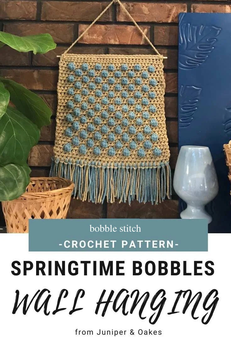 PDF Springtime Bobbles Wall Hanging Crochet PATTERN. Digital Download for Tapestry crochet using bobble stitch