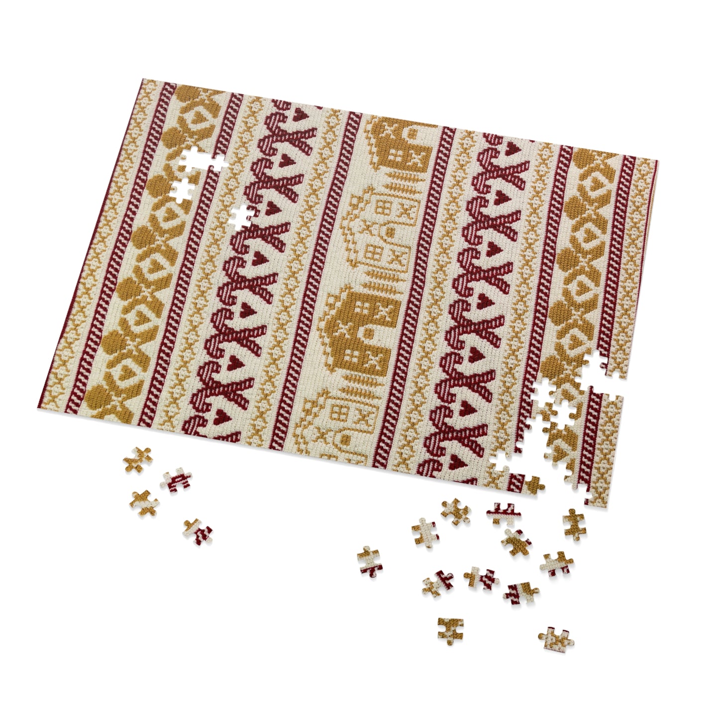 Christmas Jigsaw Puzzle, Cozy Family Activity, Home Decor, Gift for Puzzle Lovers, 500-Piece Puzzle, Holiday Fun, Crochet Design