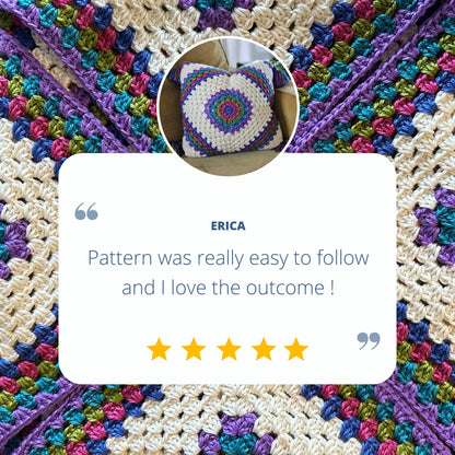 Rainboho Pillow | Rainbow Boho Granny Square Crochet Pattern