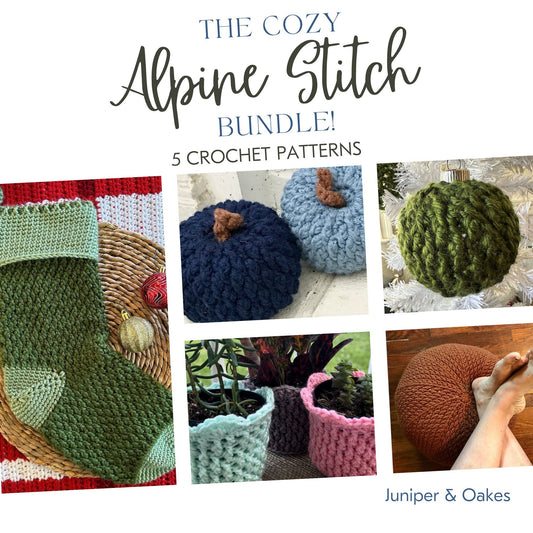 5 Alpine stitch Bundle Crochet PATTERNs. A set of Easy crochet pattern for beginner crocheters. Digital Download PDF