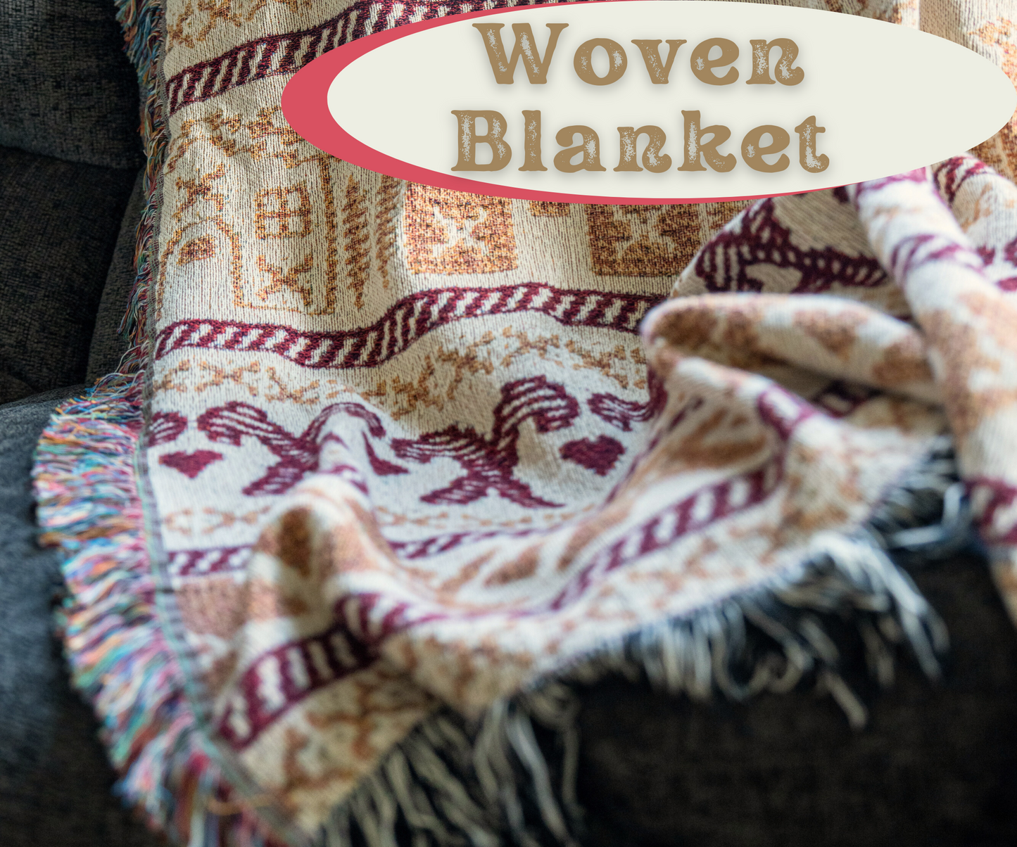 Gingerbread Blanket Woven Throw - Cozy and Festive - Home Decor, Gifts, Sofa Throw, Picnics,  Gingerbread House & Candy Canes Throw Blanket