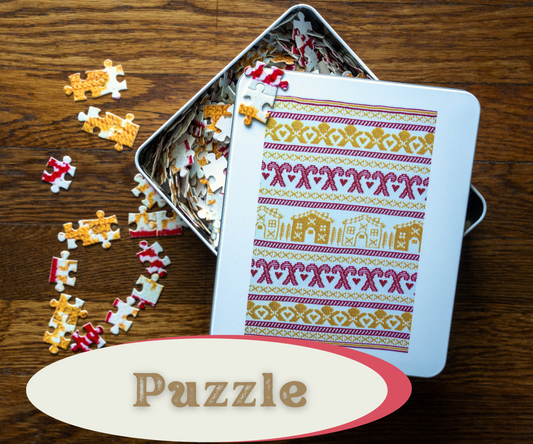 Christmas Jigsaw Puzzle, Cozy Family Activity, Home Decor, Gift for Puzzle Lovers, 500-Piece Puzzle, Holiday Fun, Crochet Design